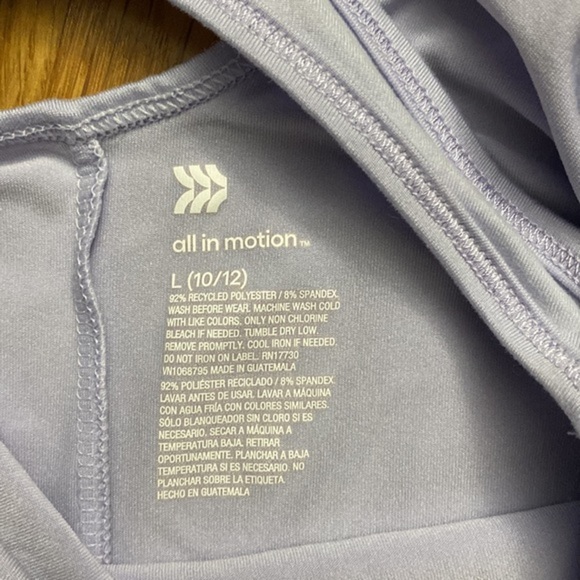 All in Motion Lilac Cross Open Back Shirt Size L (10/12) - Picture 2 of 4